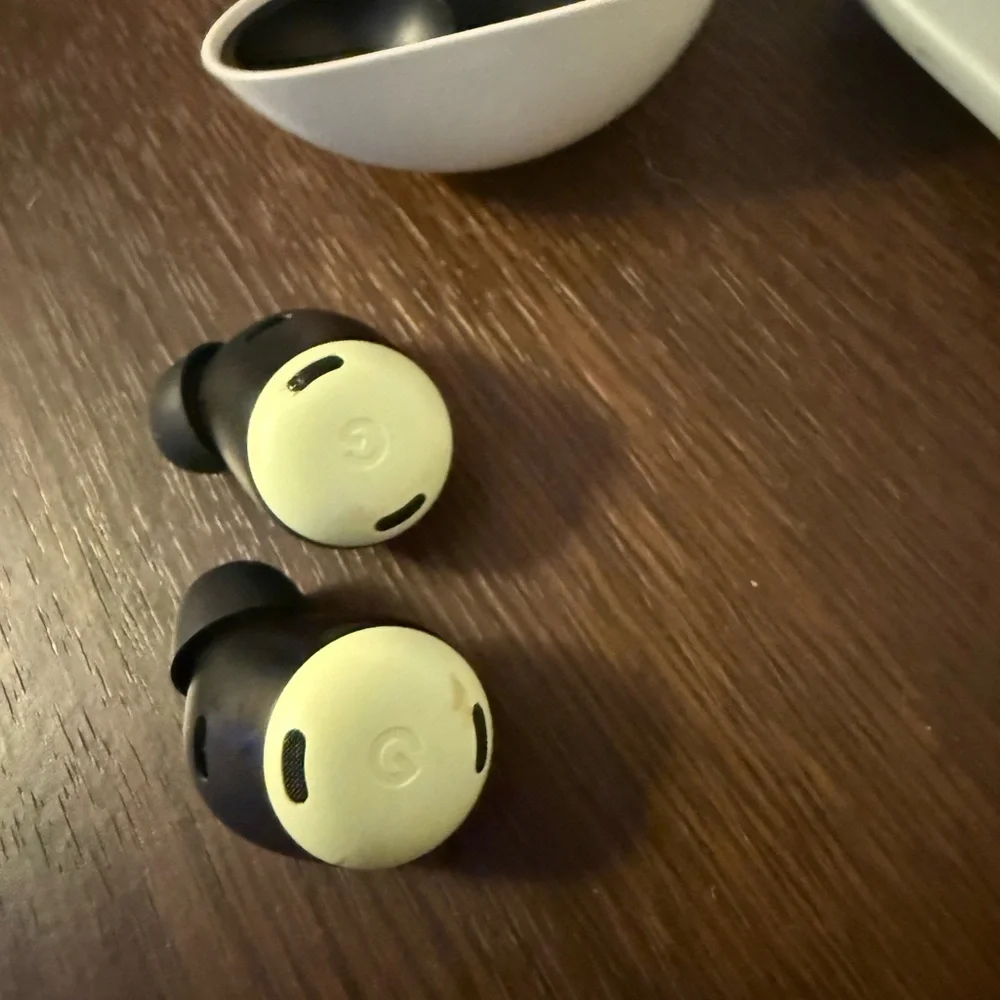 Lemongrass Google Pixel Earbuds and Charging Stand